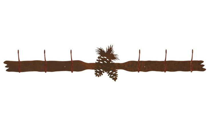 Pine Cones Six Hook Metal Wall Coat Rack