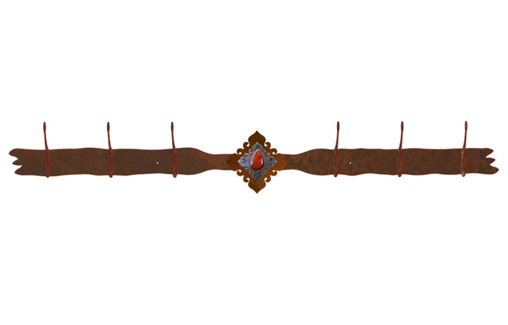 Red Jasper Stone Six Hook Metal Wall Coat Rack