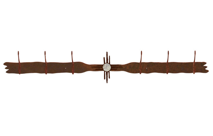 Burnished New Mexico Sun Six Hook Metal Wall Coat Rack