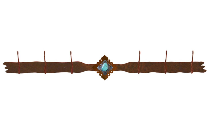 Turquoise Stone Six Hook Metal Wall Coat Rack