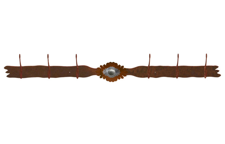 Burnished Sunburst Concho Six Hook Metal Wall Coat Rack