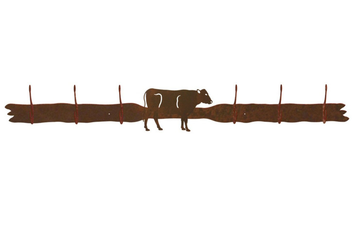 Cow Six Hook Metal Wall Coat Rack