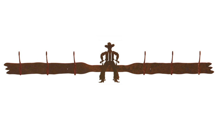 Cowboy Drawing Pistol Six Hook Metal Wall Coat Rack