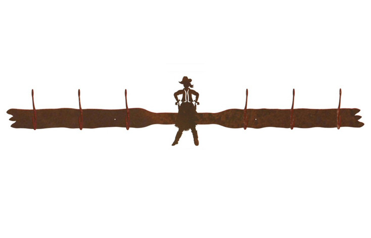 Cowgirl Drawing Pistol Six Hook Metal Wall Coat Rack