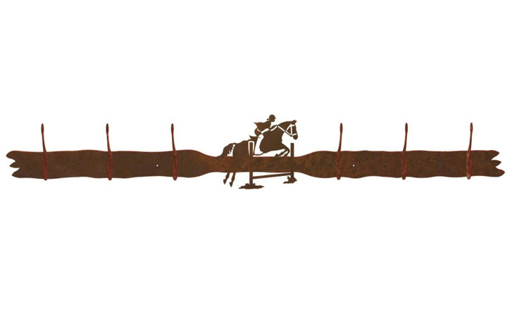 Equestrian Show Jumping Six Hook Metal Wall Coat Rack