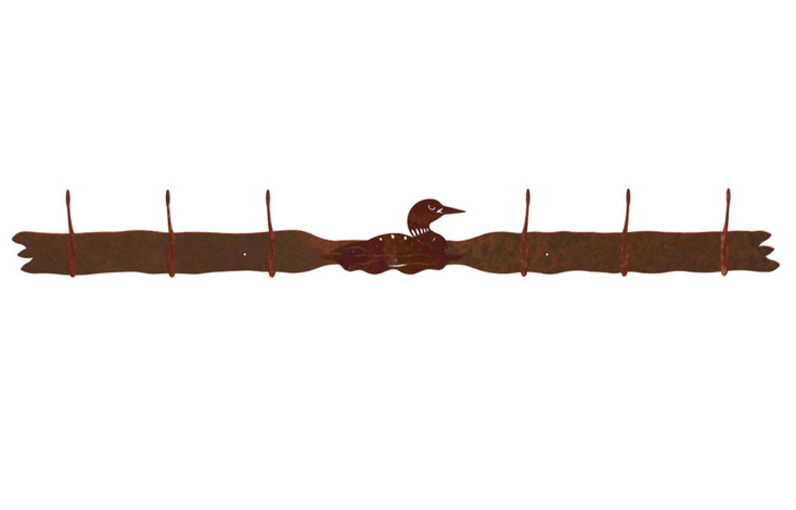 Swimming Loon Six Hook Metal Wall Coat Rack