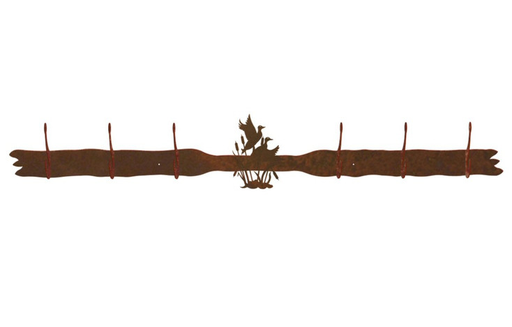 Ducks in the Cattails Six Hook Metal Wall Coat Rack