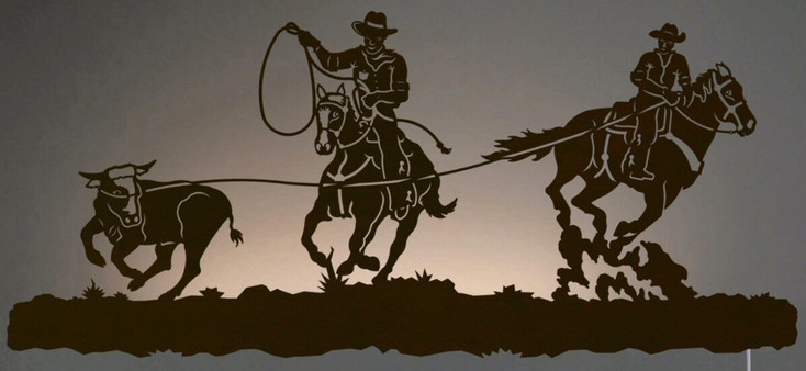 42" Team Cowboy Ropers LED Back Lit Lighted Metal Wall Art