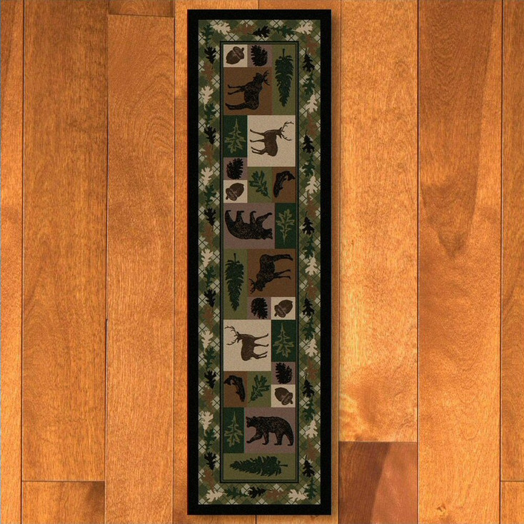 2' x 8' Wildlife Retreat Multi Animal Rectangle Runner Rug