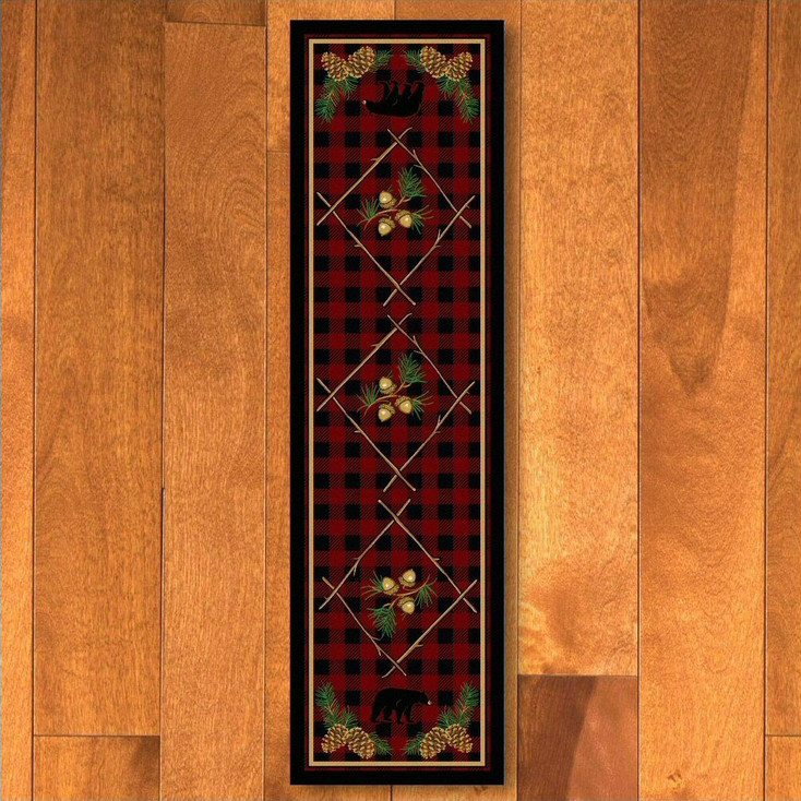 2' x 8' Deep Woods Bear Red Wildlife Rectangle Runner Rug