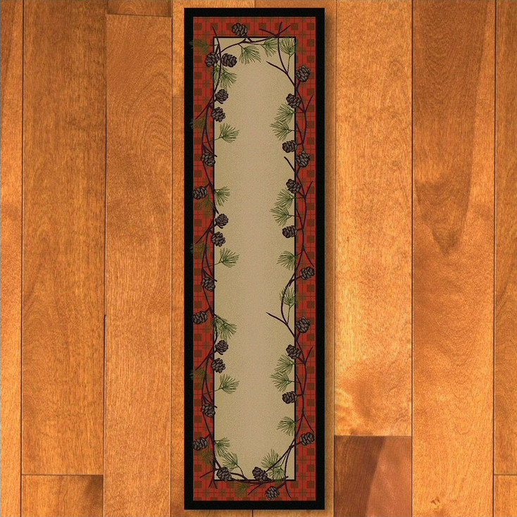 2' x 8' Delicate Pines Red Nature Rectangle Runner Rug