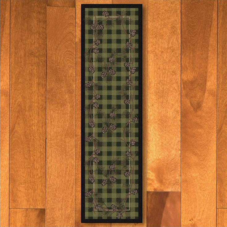 2' x 8' Wooded Pines Green Nature Rectangle Runner Rug