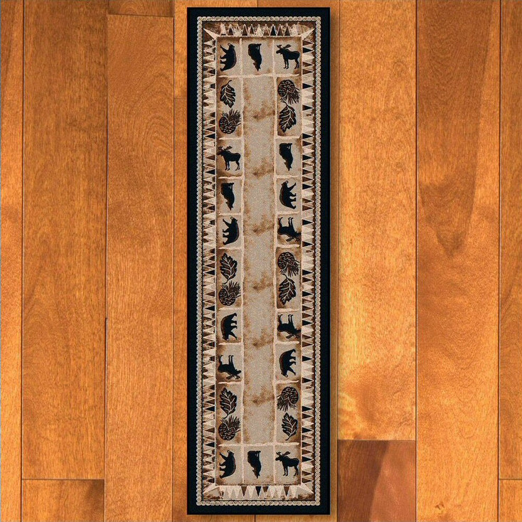 2' x 8' Northern Wildlife Brown Shades Rectangle Runner Rug