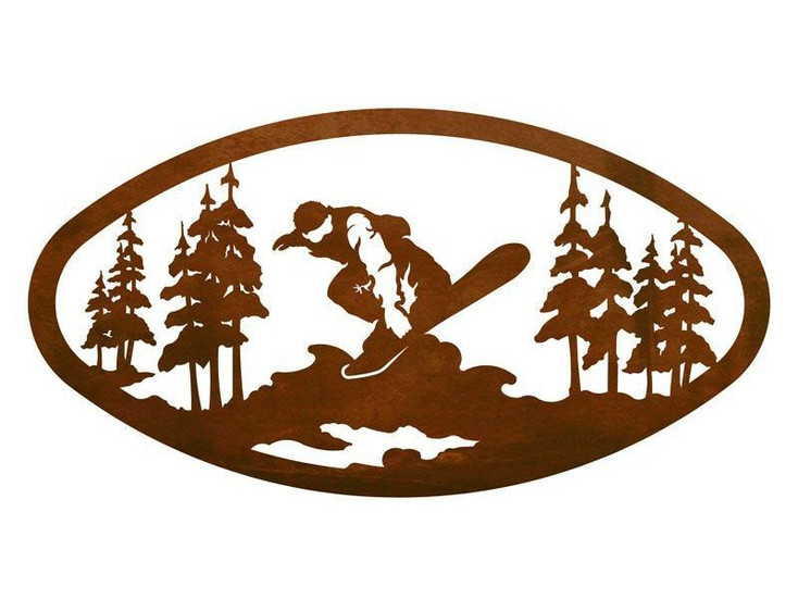 22" Oval Snowboarder Metal Wall Art