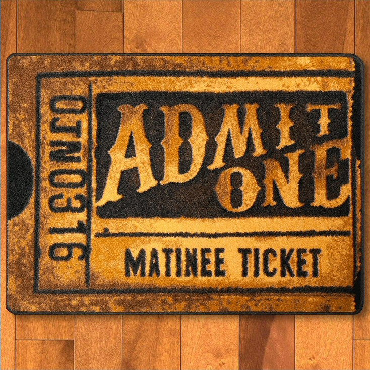 3' x 4' Admit One Bronze Matinee Ticket Rectangle Scatter Rug