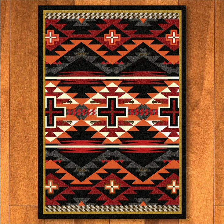 3' x 4' Rustic Cross Black Southwest Rectangle Scatter Rug