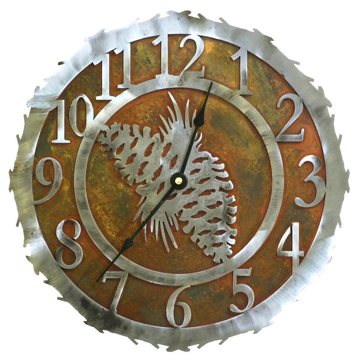 12" Pine Cone Metal Wall Clock