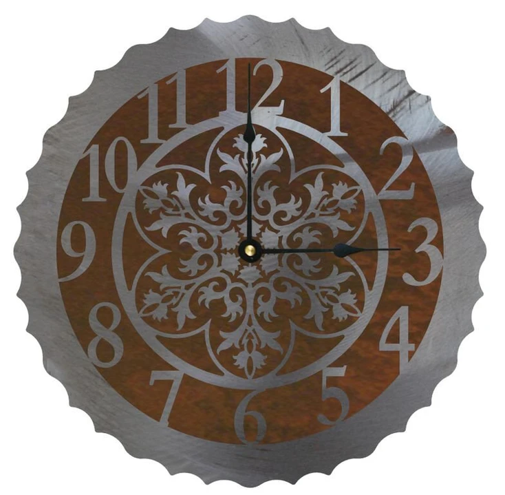 12" Ornamental Flower Metal Wall Clock