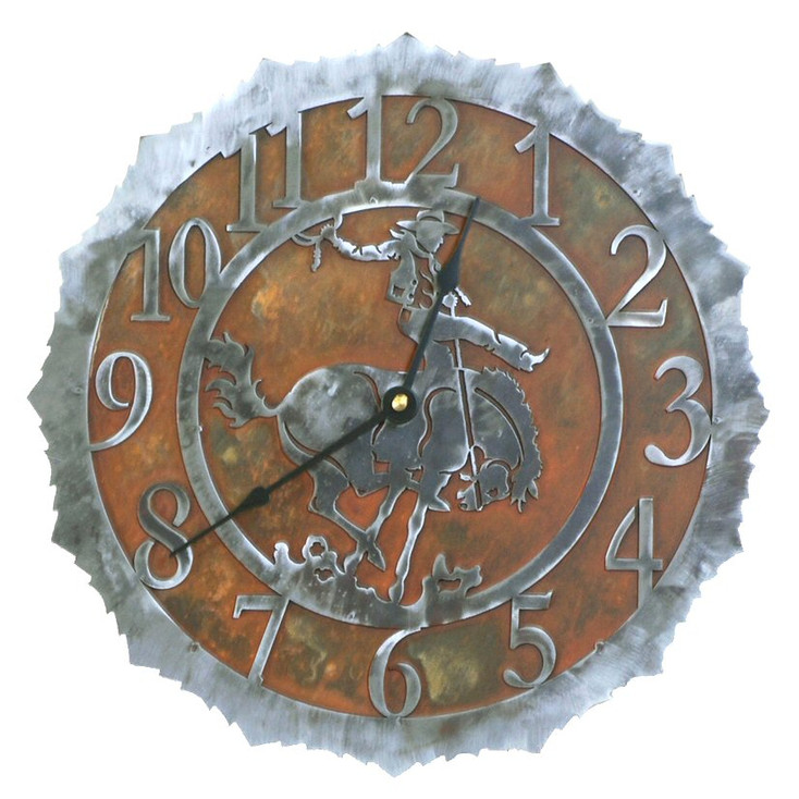 12" Bucking Bronco Rider Metal Wall Clock