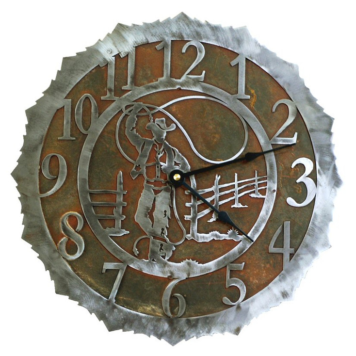 12" Cowboy Roper Metal Wall Clock