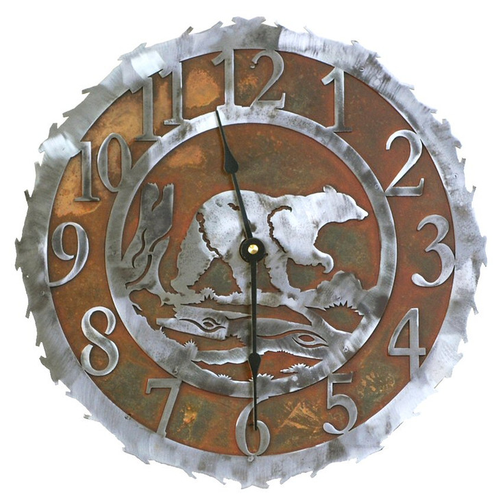 12" Walking Bear Metal Wall Clock