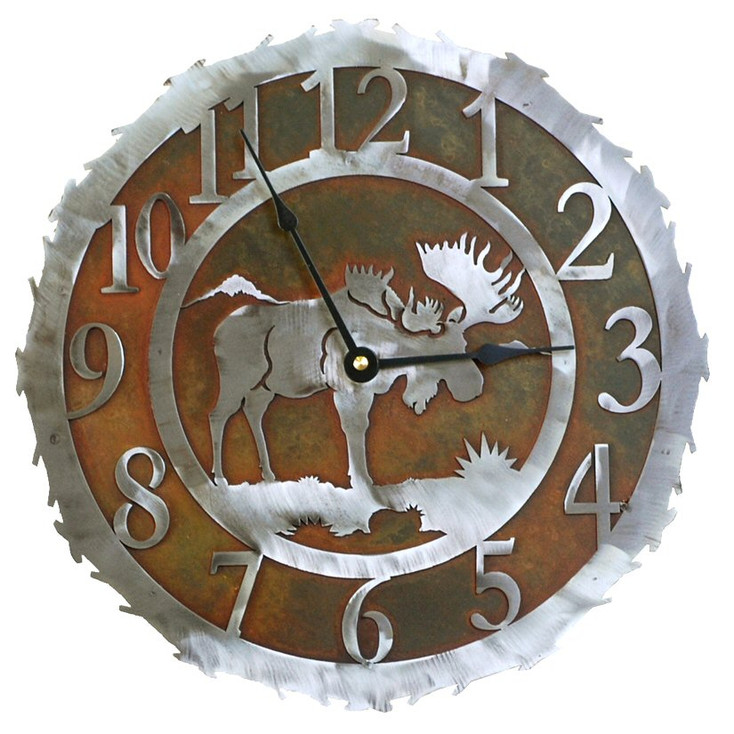 12" Moose Metal Wall Clock