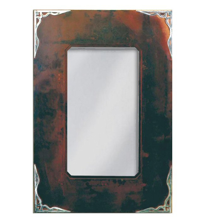 36" Burnished Corner Metal Wall Mirror