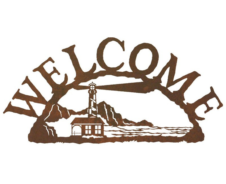 Lighthouse Metal Welcome Sign