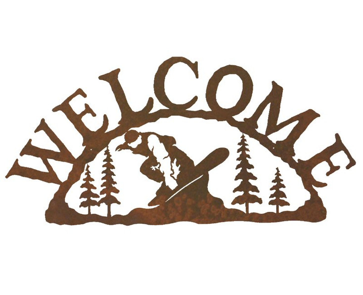 Snowboarder Metal Welcome Sign