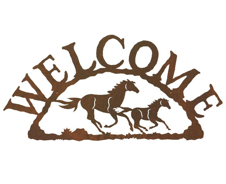 Running Wild Horses Metal Welcome Sign