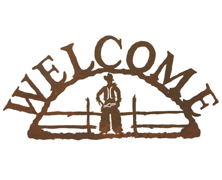 Cowboy Metal Welcome Sign