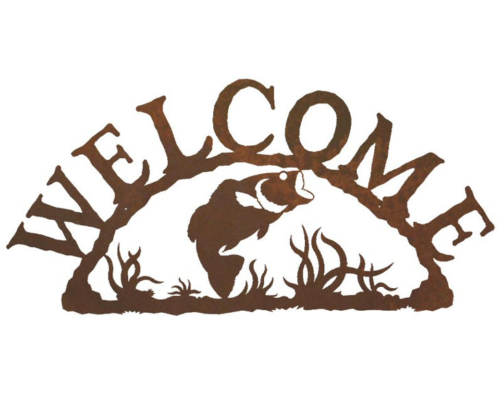 Bass Fish Metal Welcome Sign