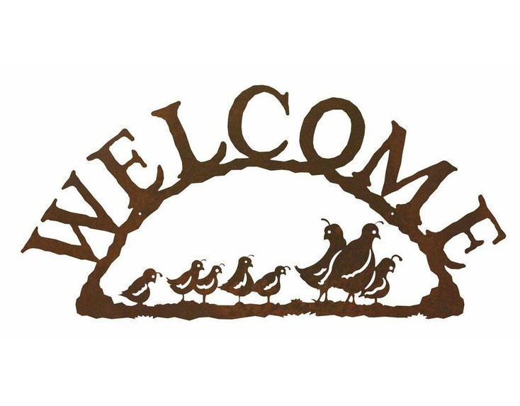 Quail Bird Family Metal Welcome Sign