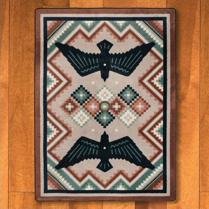 3' x 4' Sunset Dance Bird Symbol Southwest Rectangle Scatter Rug
