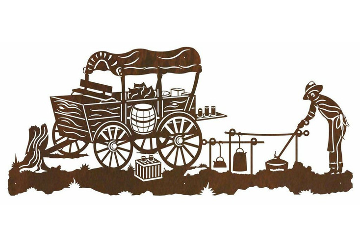 57" Old West Chuck Wagon Metal Wall Art