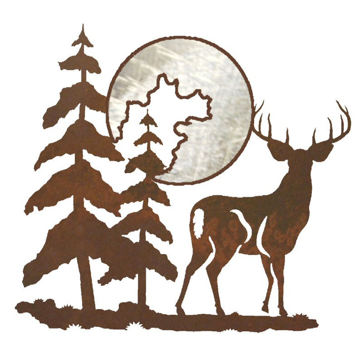 20" Deer and Moon Metal Wall Art