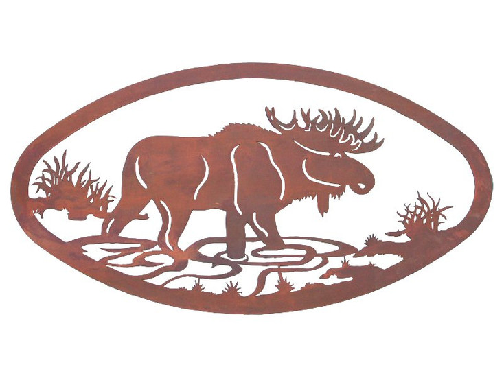 22" Oval Moose Metal Wall Art