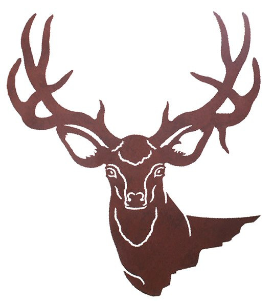 30" Mule Deer Head Metal Wall Art