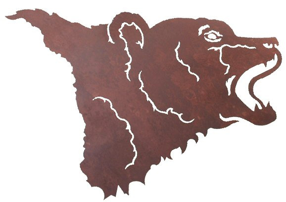 30" Bear Head Metal Wall Art