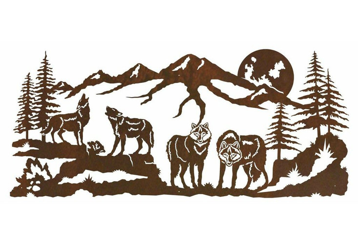 57" Pack of Wolves in the Forest Metal Wall Art