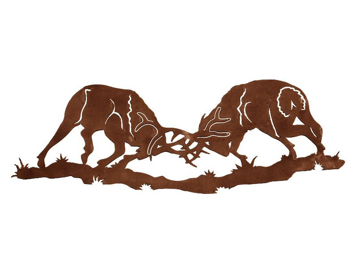 42" Fighting Bull Elk Metal Wall Art