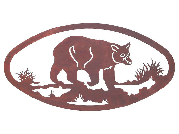 22" Oval Bear Metal Wall Art