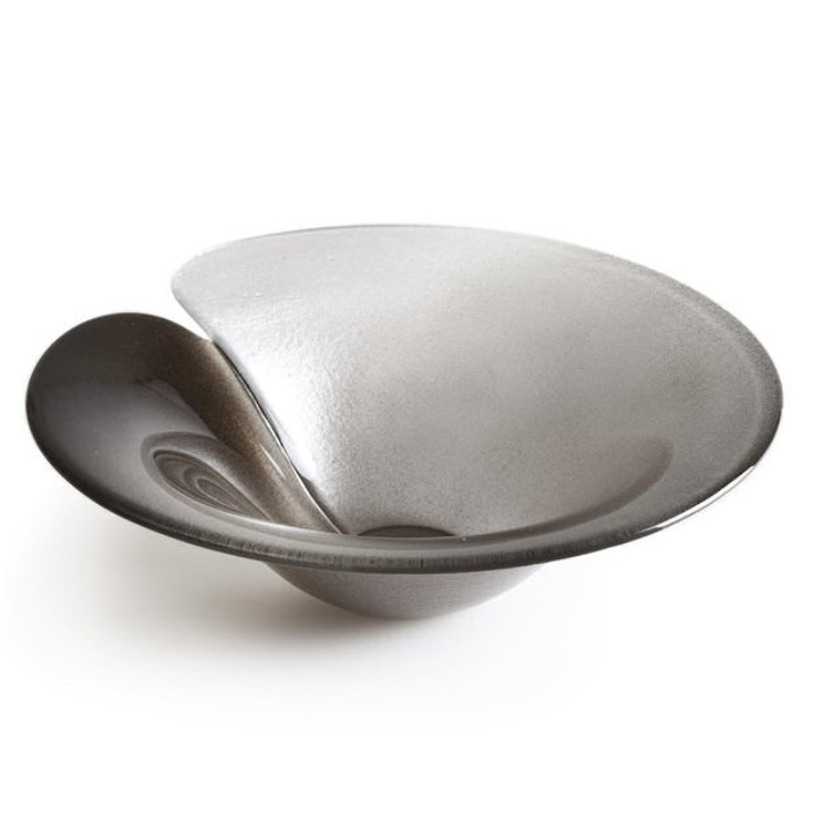 Medium Magic Silver Black and Gray Crystal Bowl by Mats Jonasson