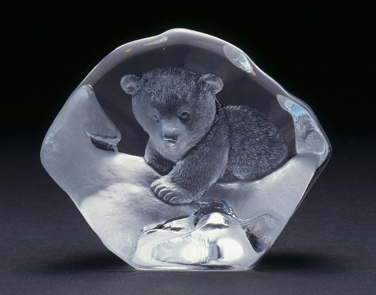 Baby Polar Bear Etched Crystal Sculpture by Mats Jonasson