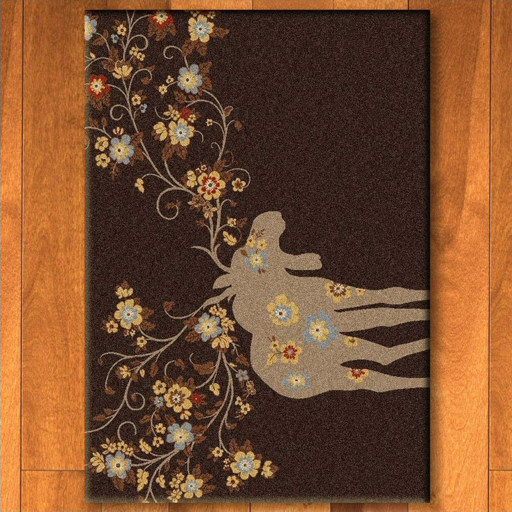 3' x 4' Moose Blossom Chocolate Wildlife Rectangle Scatter Rug