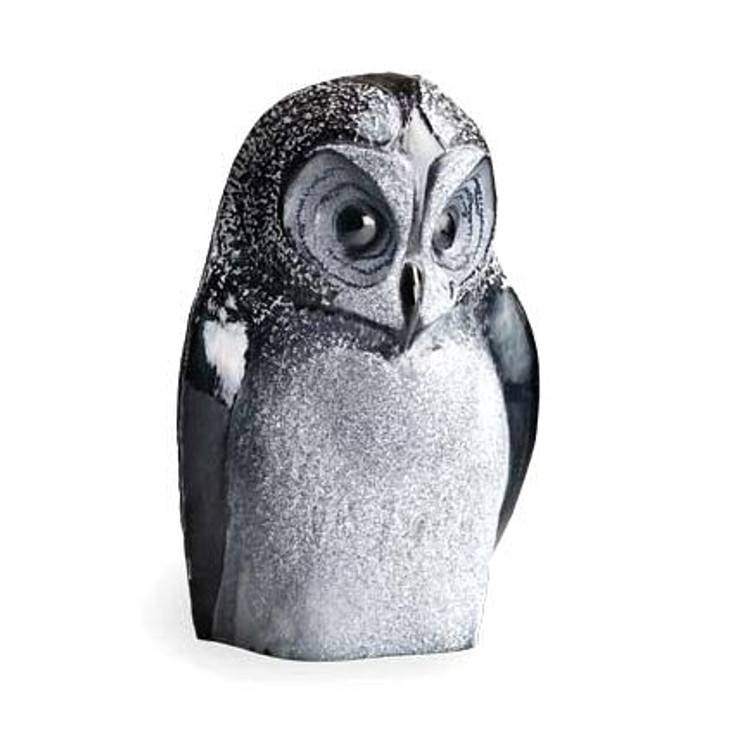 Black Owl Etched Crystal Sculpture by Mats Jonasson