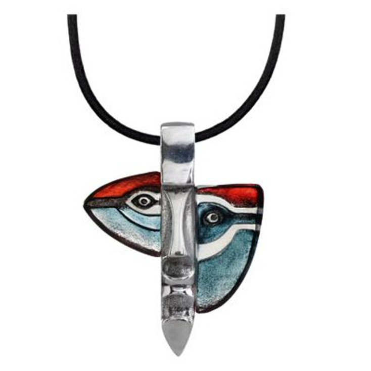 Limited Edition Blue Red Atle Crystal Necklace By Mats Jonasson