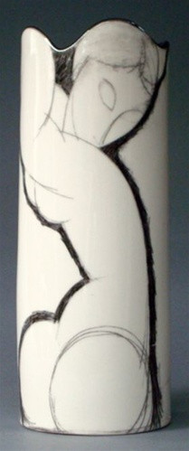 Caryatid Modern Art Ceramic Vase by Modigliani