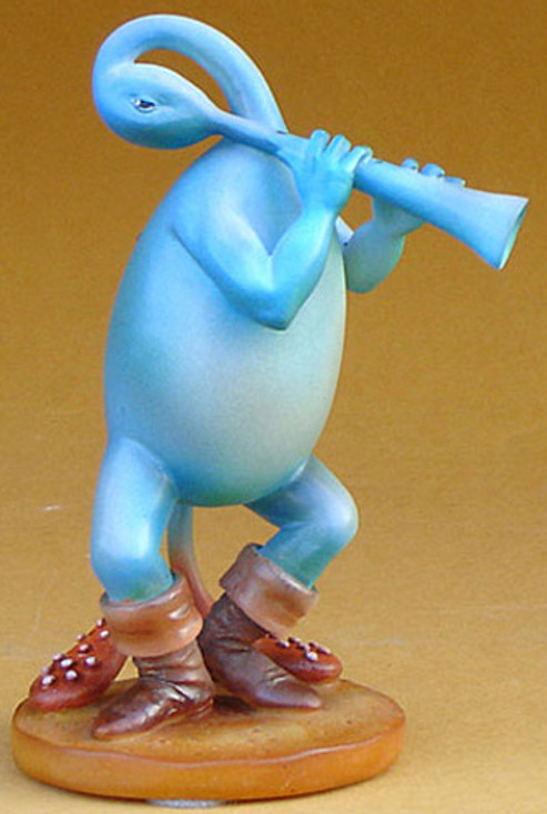 Blue Flutist Statue by Hieronymus Bosch