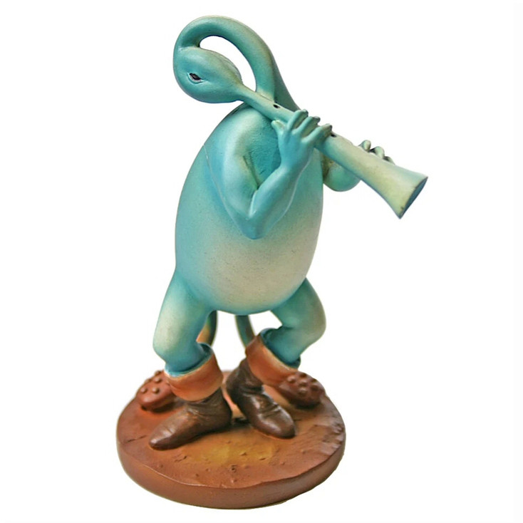 Blue Flutist Statue by Hieronymus Bosch